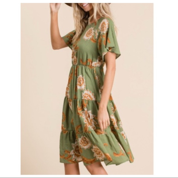 Boho Floral Print Midi Dress - Picture 6 of 8